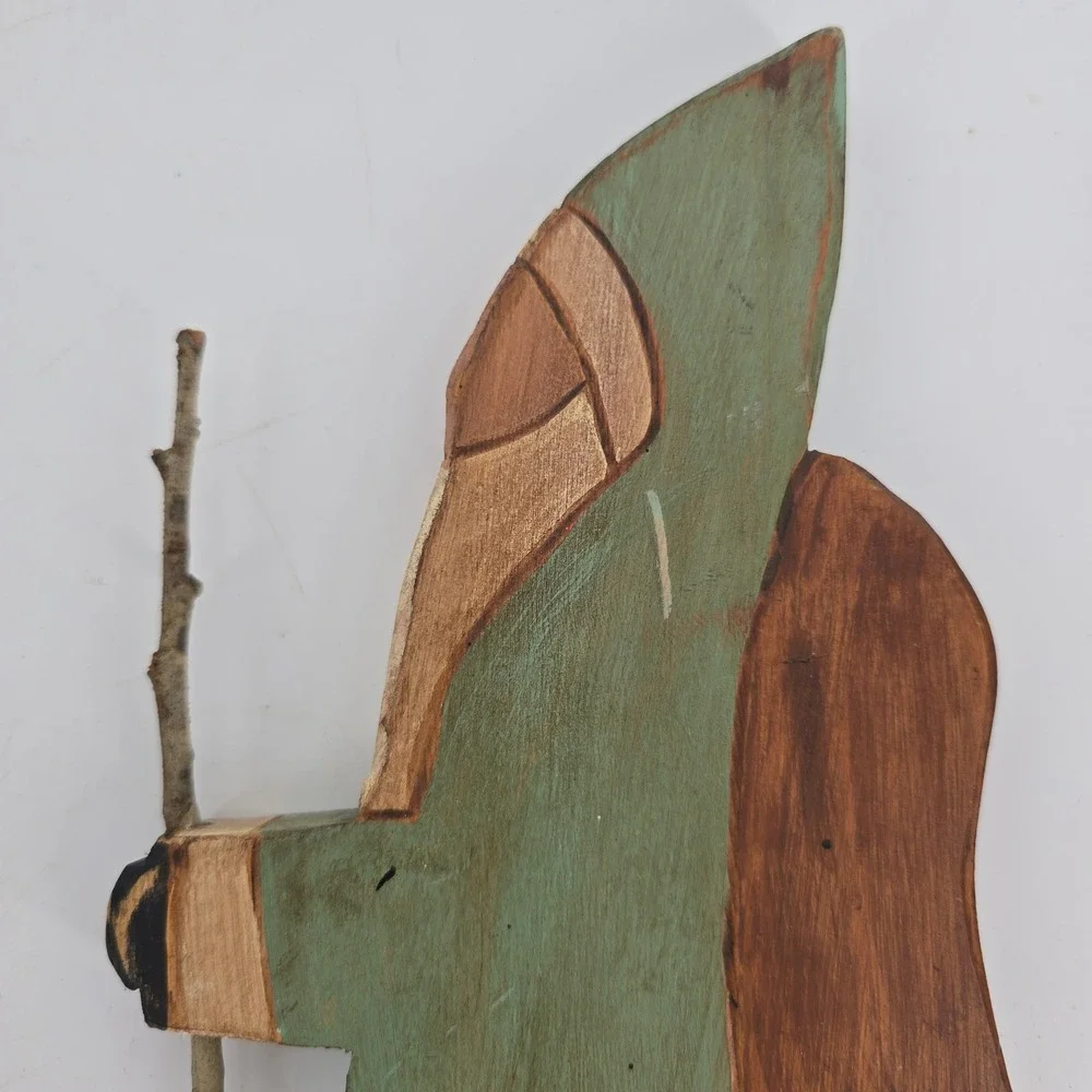 Vintage Primitive Wooden Santa Trio Folk Art Rustic Christmas Decor